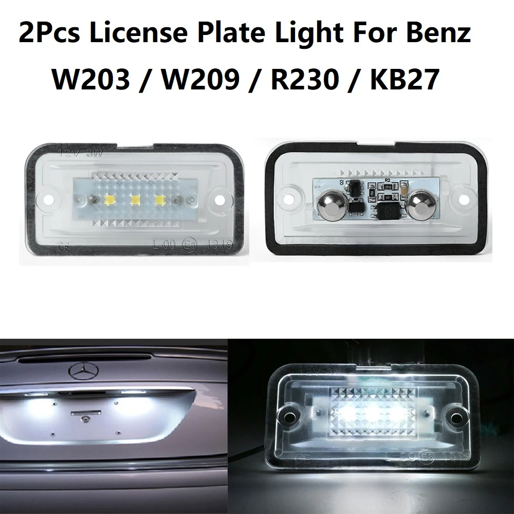 2pcs Led License Number Plate Light For Mercedes Benz C Class W203 Clk