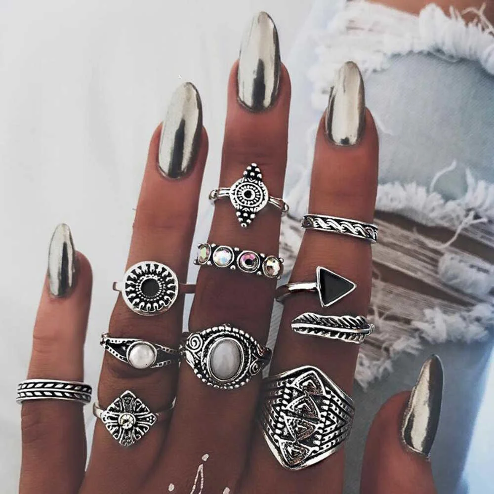 Meyfflin Vintage Knuckle Ring Set für Frauen Mode Anel Aneis Bague Femme Stein Midi Finger Ringe Boho Schmuck 10 teile/satz – Detail 4