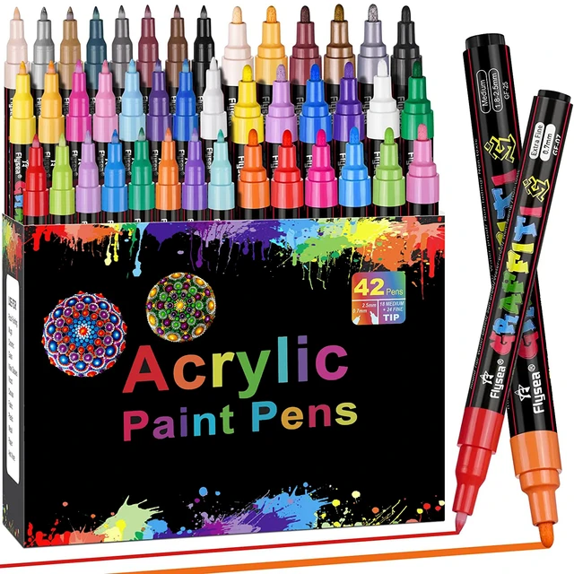 24 Colors Acrylic Paint Pens Brush Dual Tip, Acrylic Paint Markers with  Brush Tip and Fine Tip, Paint Pens Markers Set for Rock - AliExpress