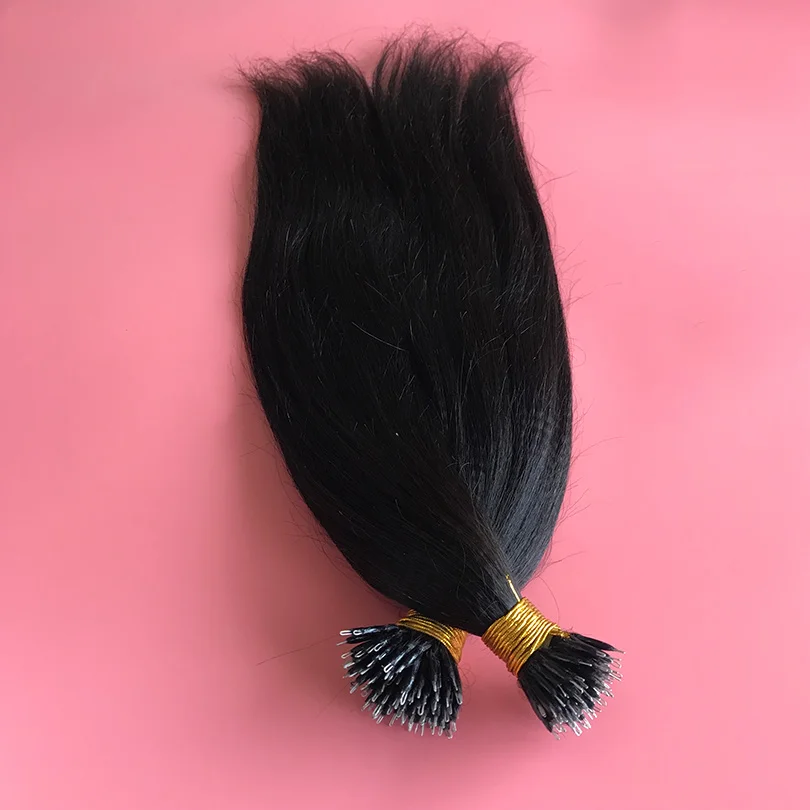 Nano Ring Human Hair Extensions Yaki Straight Brazilian Micro Nano Head Tip Human Hair Microlinks for Women