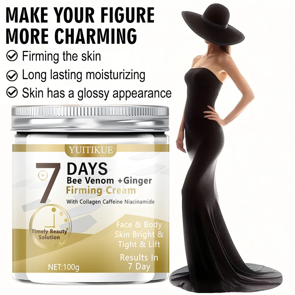 Bee Venom Ginger Firming Cream contains collagen, caffeine, and niacinamide to brighten and firm the skin on the face and body.