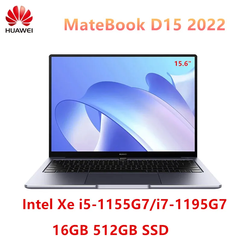 Tanie 2022 HUAWEI Laptop MateBook D 15 i5-1155G7/i7-1195G7 procesor Intel Xe GPU 16GB sklep