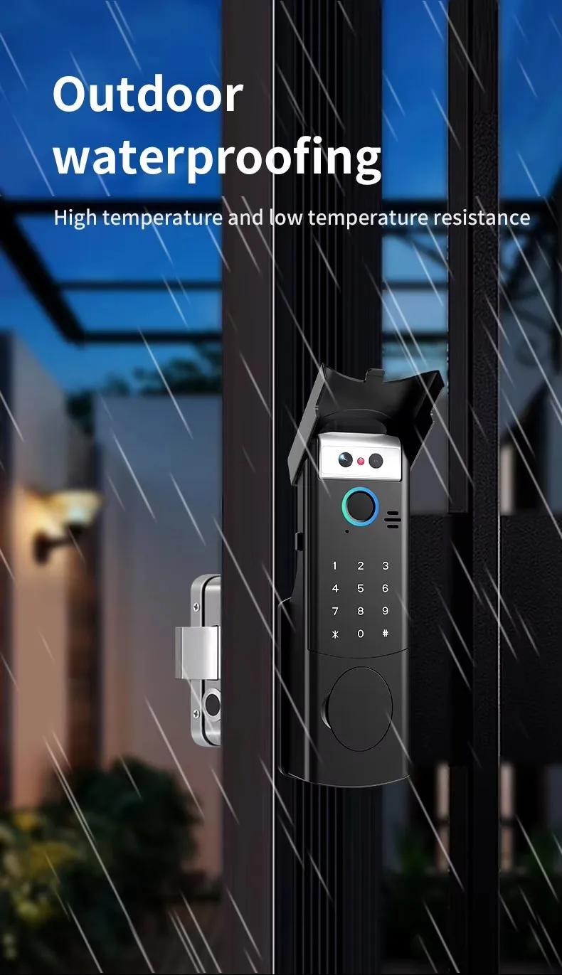 Intercom Face Recognition Tuya Wifi Fingerprint Code RFID Card Smart Lock with D