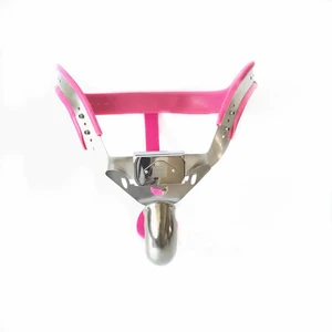 Bdsm Male Pink Chastity Belt Chastity Cage Stainless Steel Prevent Cheating Adjustable Slave Chastity Device Bird Lock Sex Toys