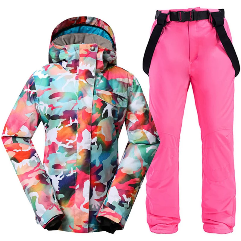 Camouflage Girl's Snow Suit Wear Outdoor Sports Snowboard Clothing Sets