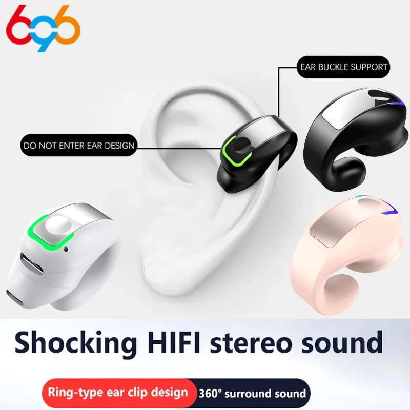 Wireless Bluetooth Headset with Microphone - Sports HiFi Stereo Ear Clip with Touch Control