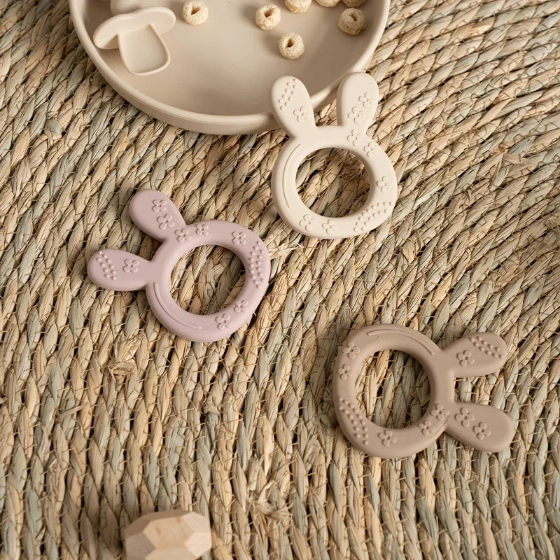 Silicone Teething Toys for Babies Cartoon Rabbit Shape BPA Free Infant Chewing Molar Toy