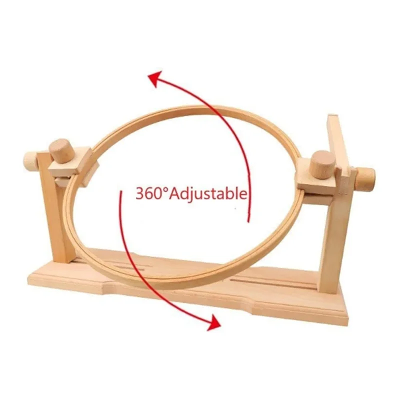 Adjustable Embroidery Hoop Holder, Crossstitch Supplies Rotated Embroidery Lap Stand With 3 Hoops