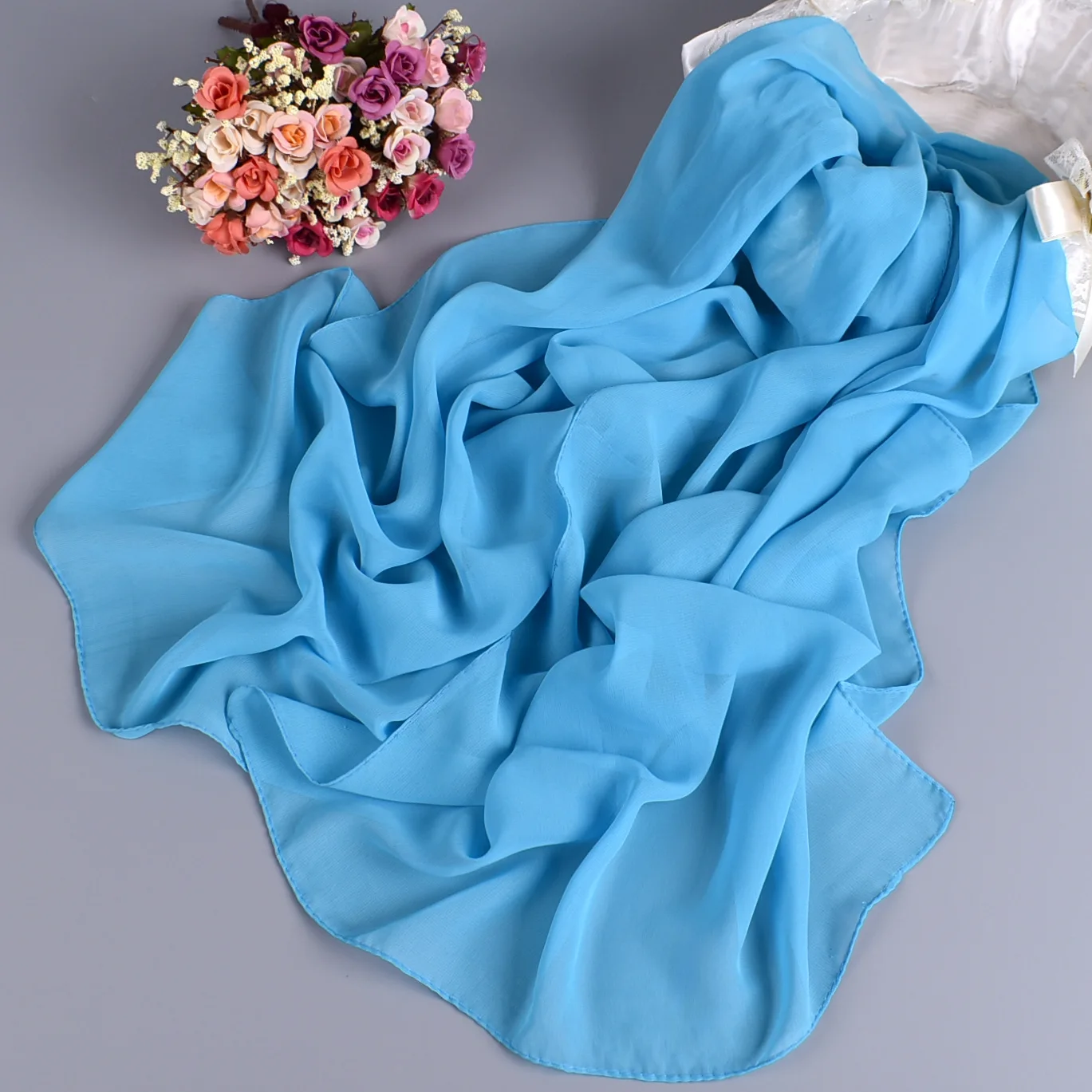 Women's Long Chiffon Scarves Plain Pure Color