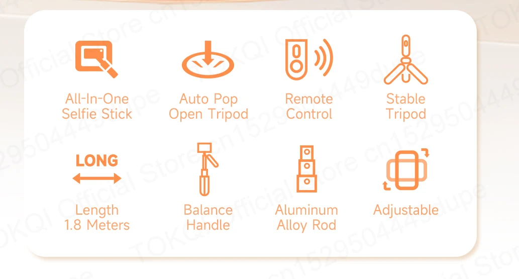 Tokqi L16-tt Selfie Stick Tripod With 360 Degree Rotation And Fill Light_voghion.com