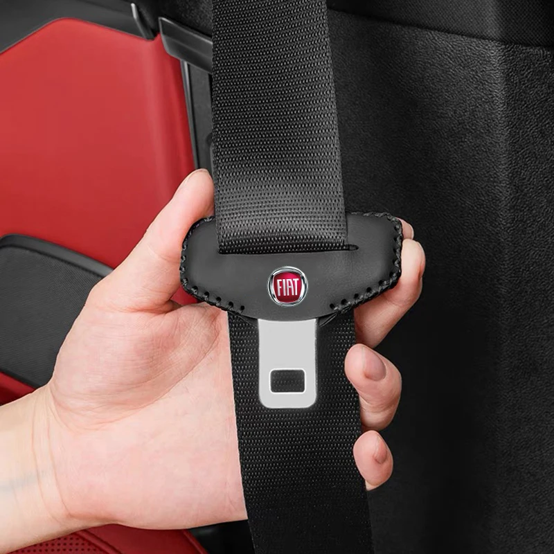2pcs Car Seat Belt Buckle Cover Leather Protector Anti-collision Case For Fiat Punto 500 Panda Abarth Tipo