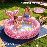 Piscine gonflable rose sirène pour enfants, piscine ronde pour jeux aquatiques, piscine à balles pour l'intérieur, l'extérieur, la cour, l'été 2