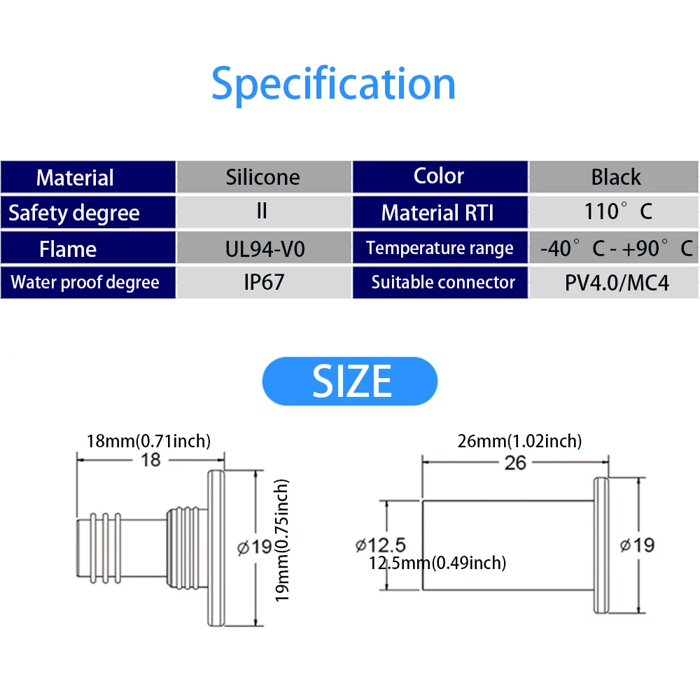 10/30 Pairs Dust Caps Waterproof Solar Panel Connector SOLAR PV Connector Rubber Cover Solar Plug Cover Flame Retardant Sleeve