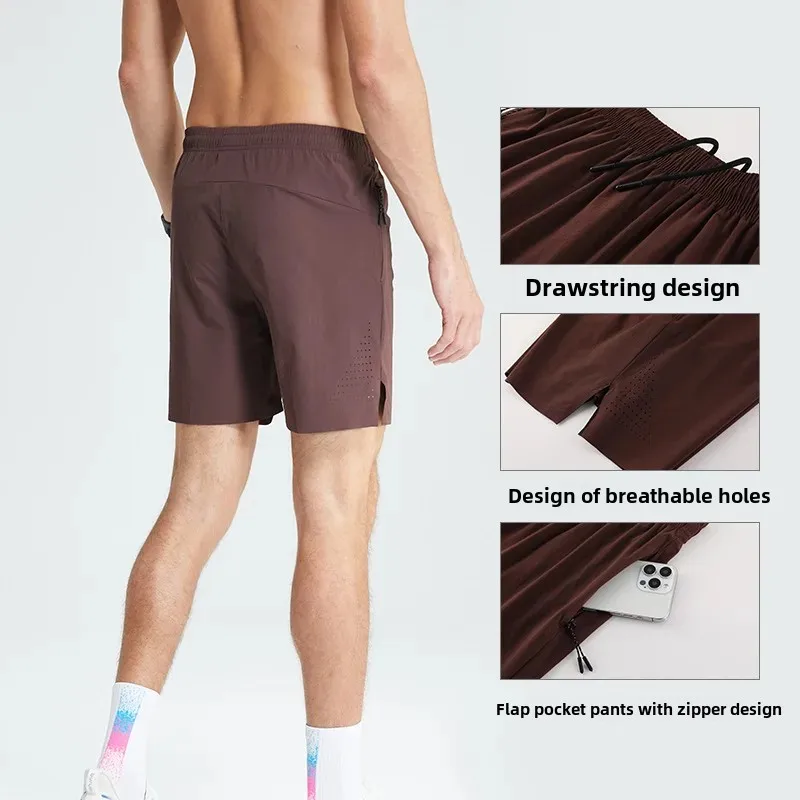 Men Basketball Shorts Quick Dry Ice Silk Breathable Fitness Running Sports Five-Quarter Pants Summer American Style