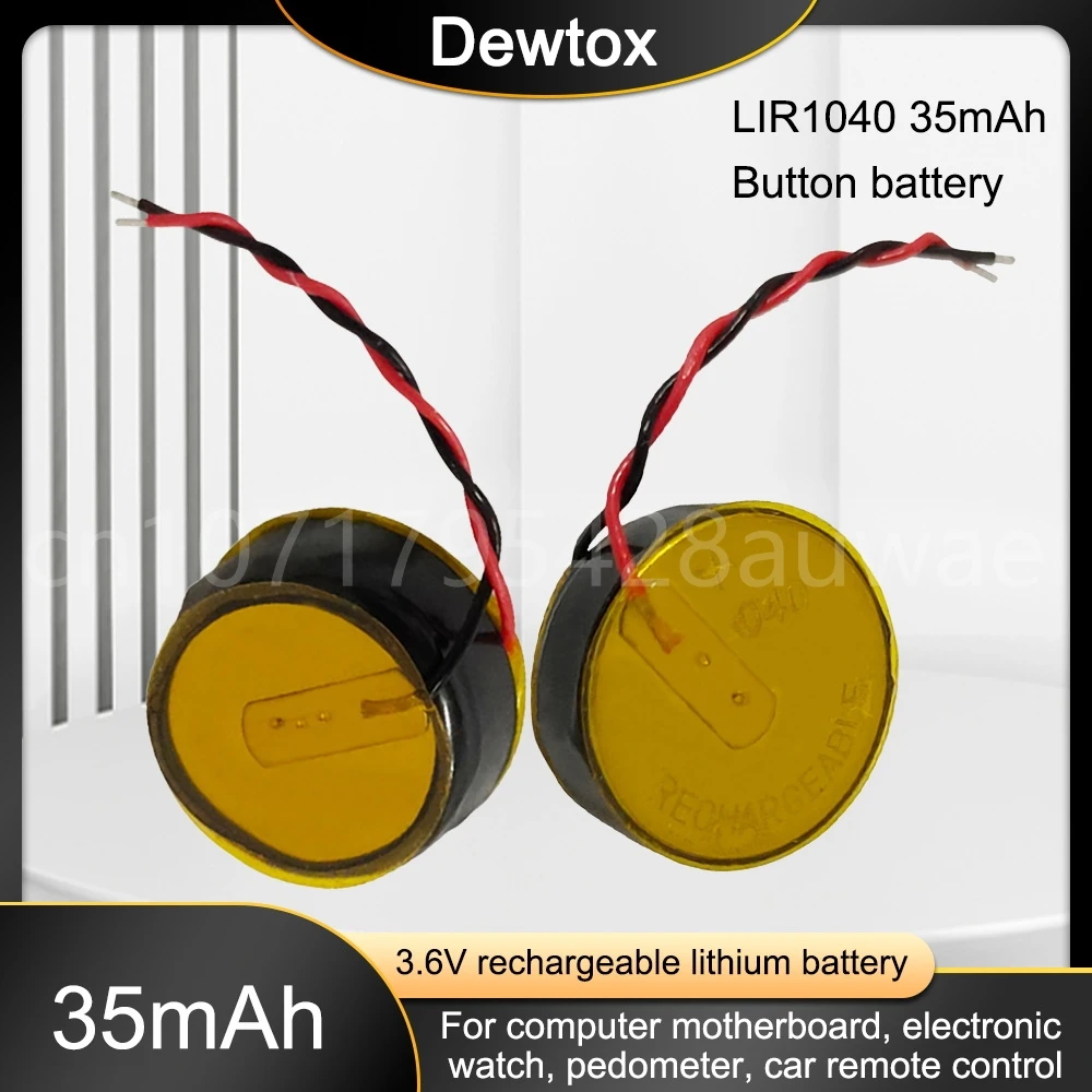 1-5PCS-LIR1040-LIR-1040-3-6V-Rechargeable-Lithium-Li-ion-Battery-with-2 ...