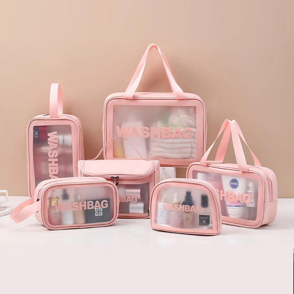 여성용 여행 보관 세면 용품 정리, 방수 PVC 화장품 휴대용 가방, 여성 워시백 키트, 투명 지퍼 메이크업 케이스
