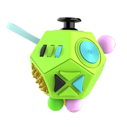 12 - Sided Sensory Fidget Cube for Stress Relief & Focus (Green Color)