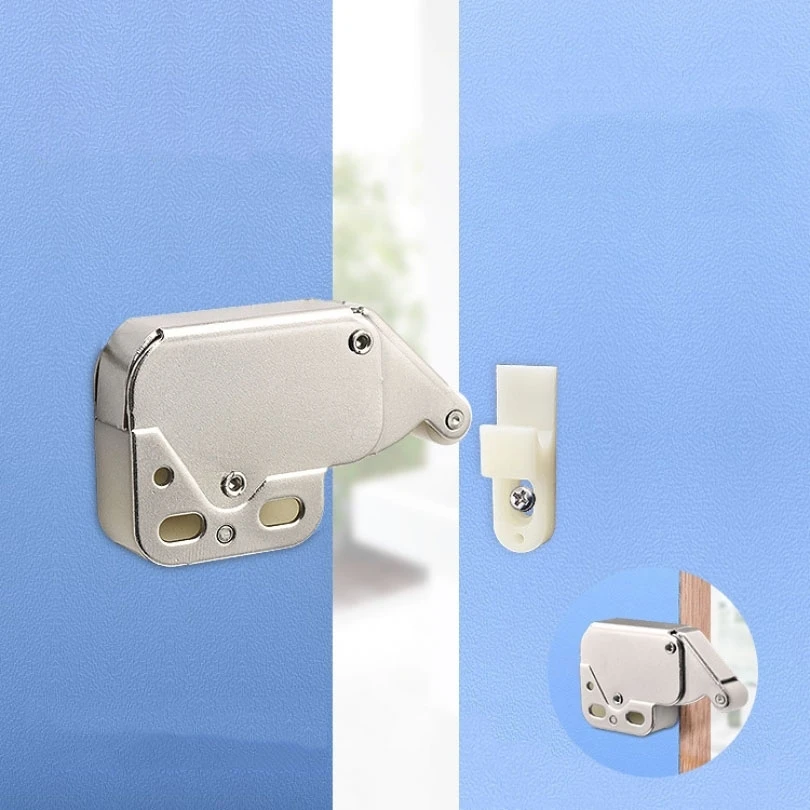 Cabinet Door Lock Cabinet Locks Automatic Spring Rebound Bump Bead Push Type Mini Latches Cabinet Wardrobe Furniture Safety