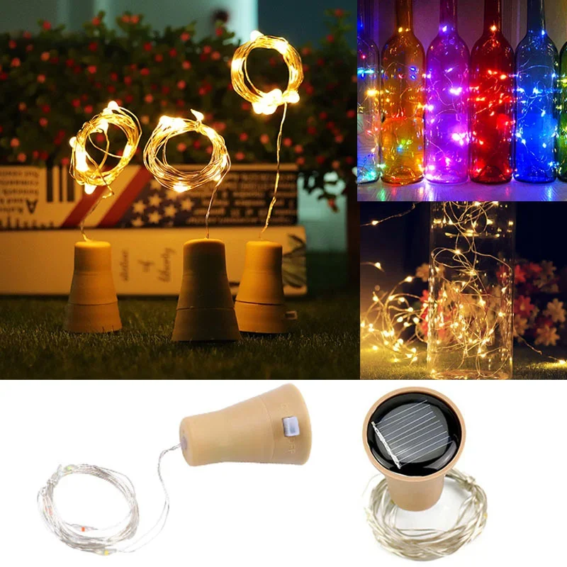 

10LED 20LED Solar LED Cork Wine Bottle Stopper Copper Garland Wire Fairy String Light 1M//2M Outdoor Party Decoration