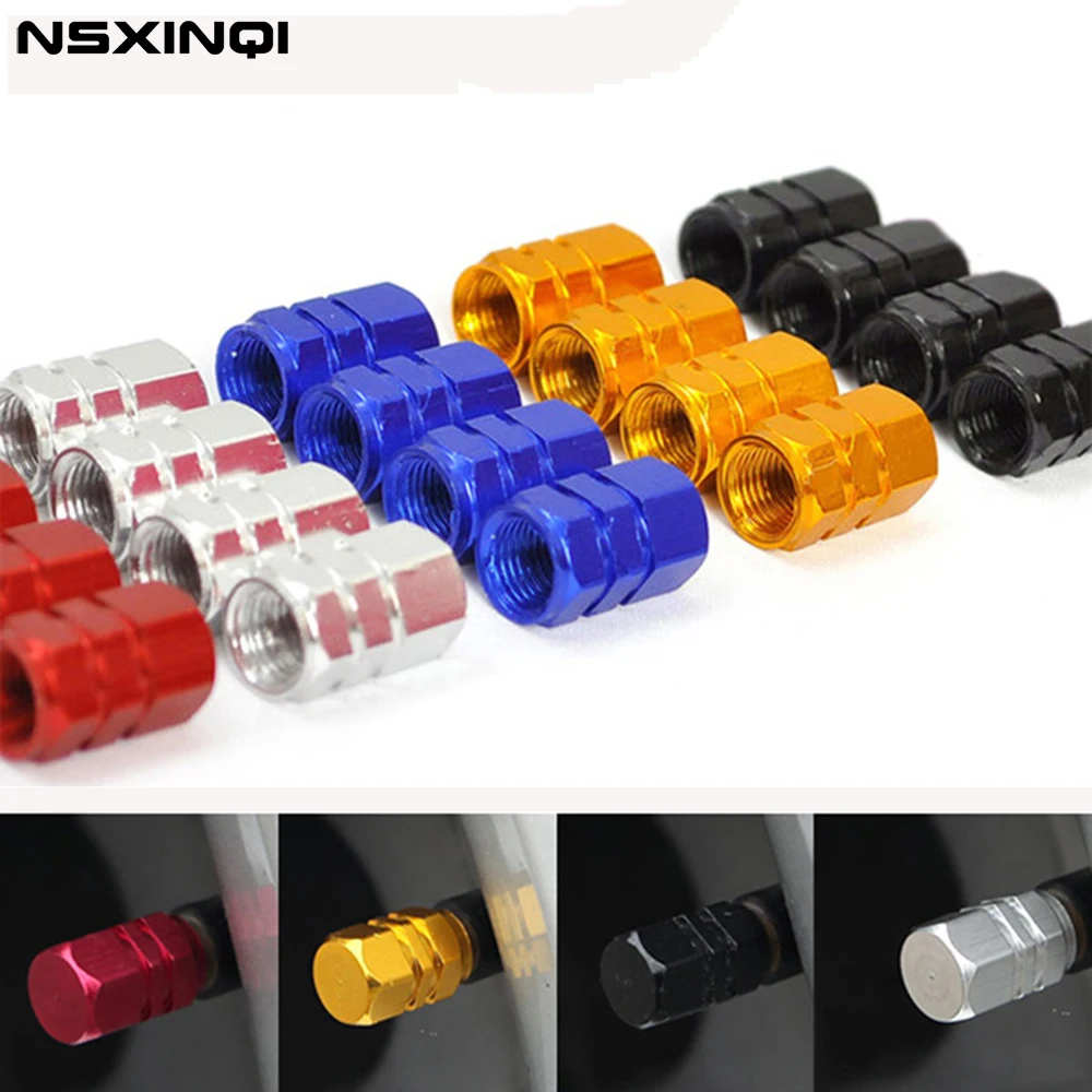 

NSXINQI 4pcs Tire Valve Caps Cover Bolt-in Aluminum Universal Wheel Car Tires Air Valves Red Blue Black Gray