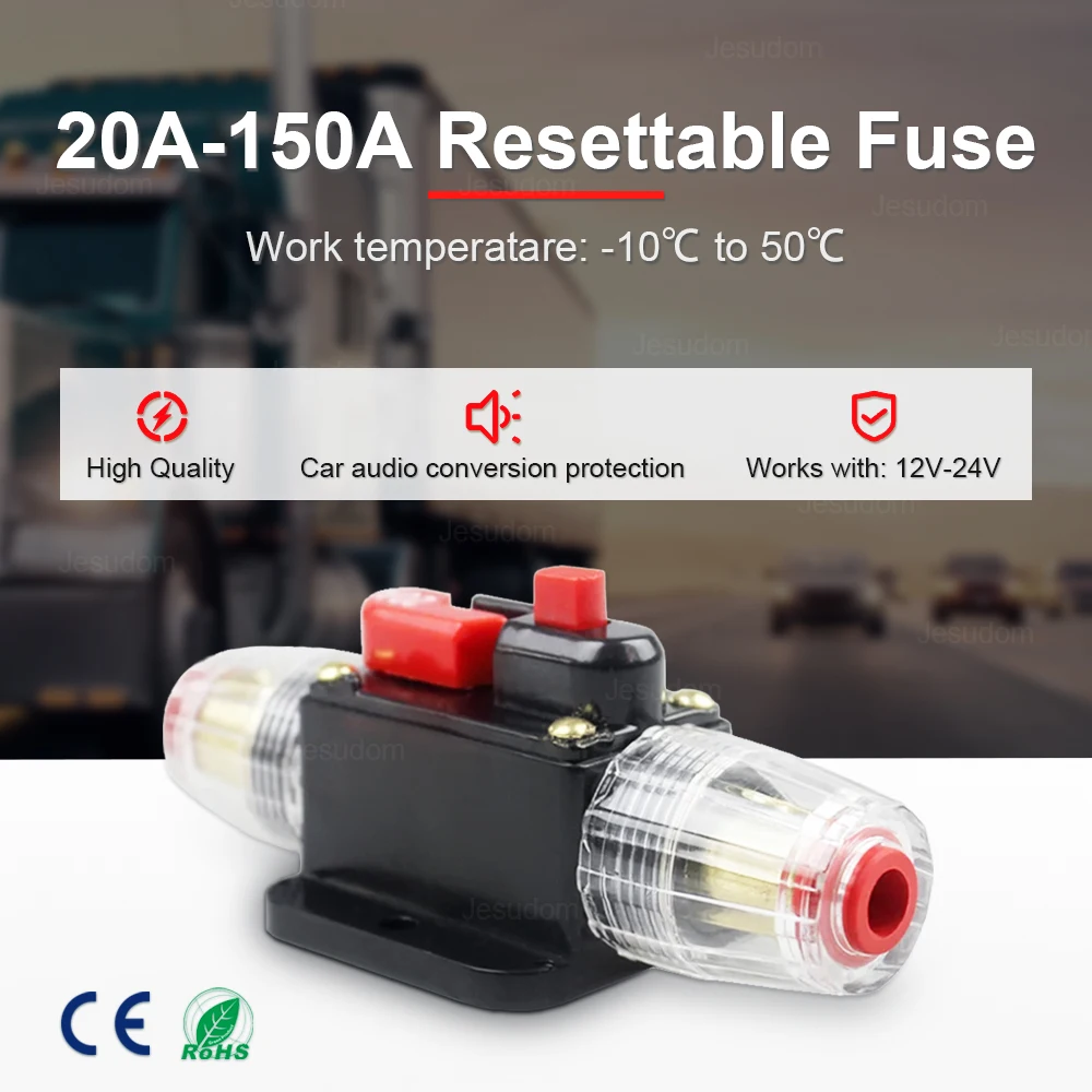Circuit Breaker 20A 30A 40A 50A 60A 80A 100A 12V 24V DC Car Truck Audio Resettable Fuse circuit breaker
