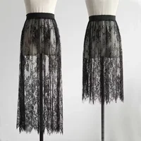 Demi-jupe taille haute en dentelle pour femmes, jupon, sous-robe, basique, été 5