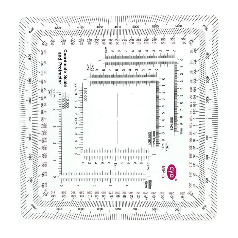 Topographic Flexible Map Scale & Protractors Military MGRS Reader for Architecture Engineering Measuring