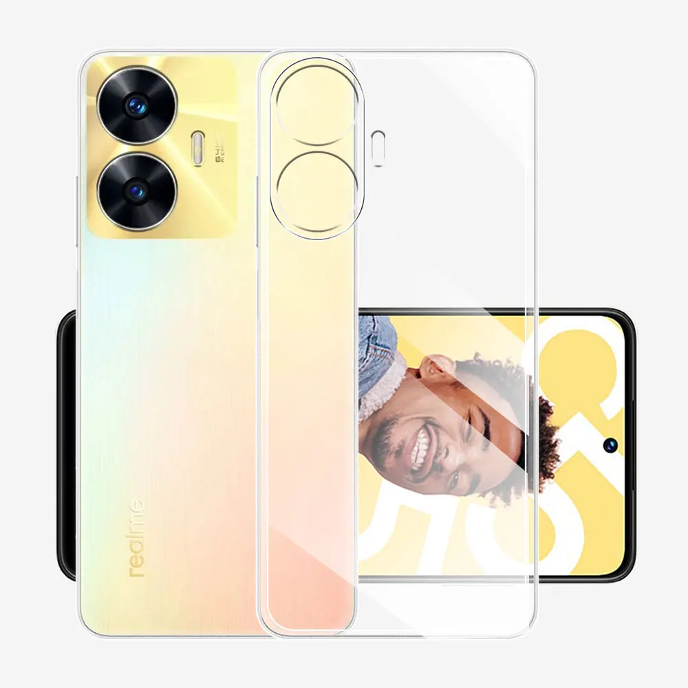 XINYEXIN Cover per Realme C55, Traslucida Custodia Antiurto Antigraffio con Supporto Anello a 360°, PC + TPU Bumper Case - Blu Cielo
