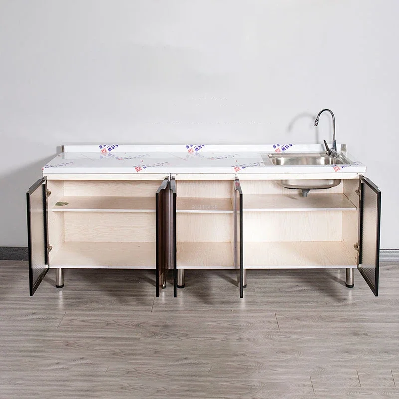 Home Kitchen Furniture Solid Wood Kitchen Cabinets Simple Stove Cabinets Stainless Steel Sink Cabinets Overall Kitchen Cabinet 5