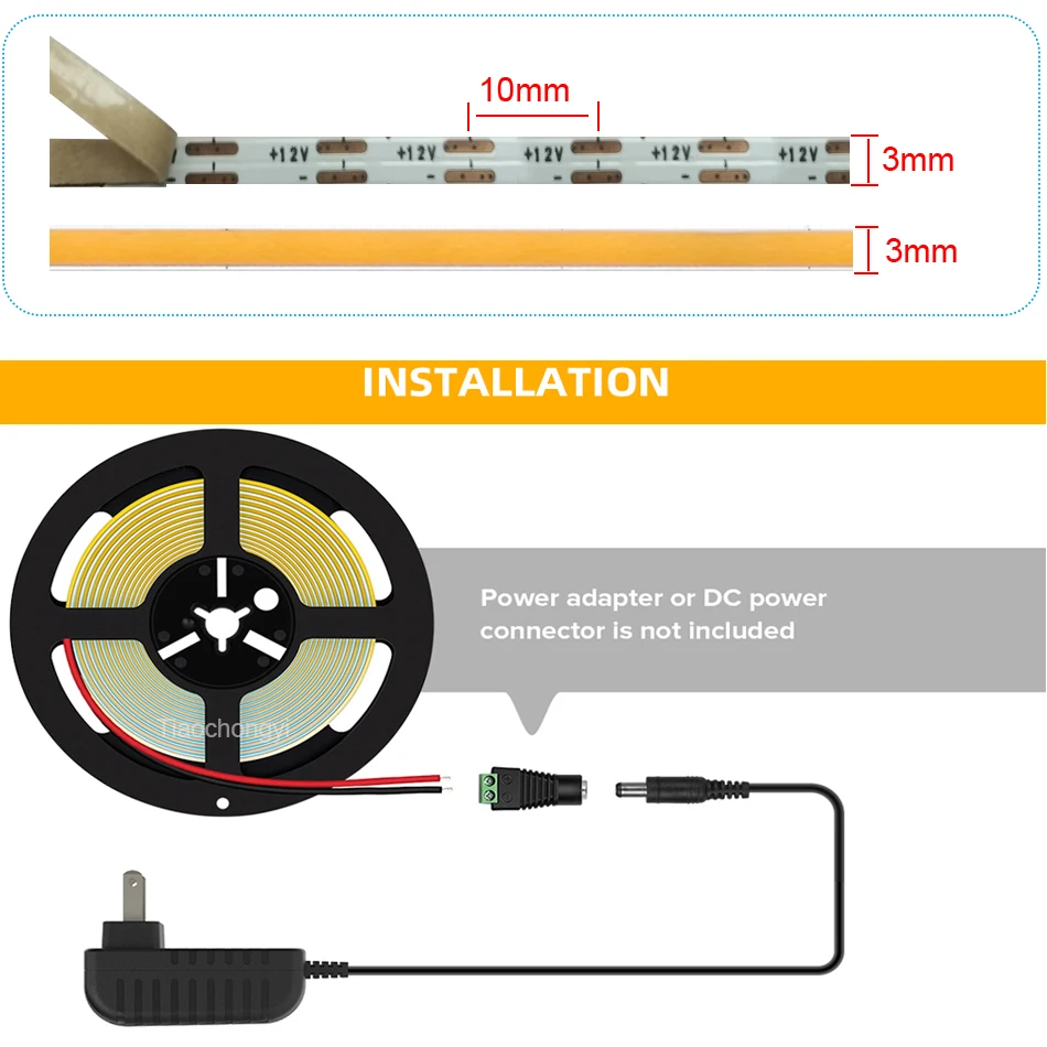 3mm Ultra Thin DC 12V Colorful COB LED Strip Lights for Home Decor Car DIY  FPV Blue/Pink/Red/Purple High Density LED Tape Colour - AliExpress