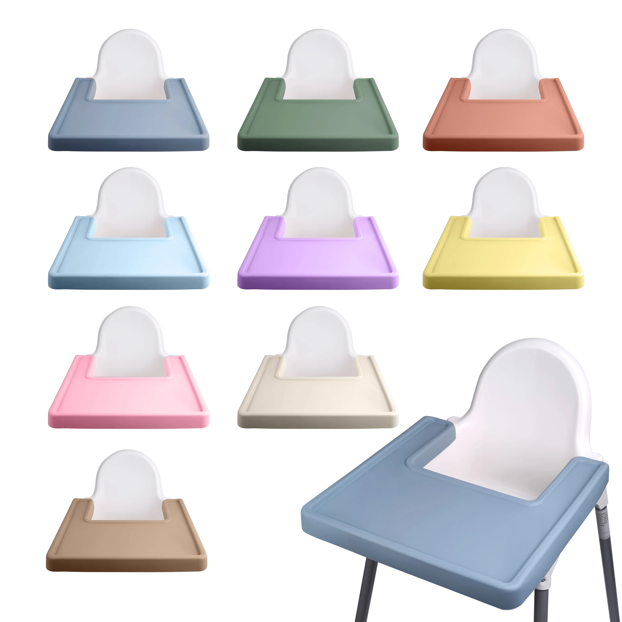 Silicone Placemat Washable Full Cover For Dinning Highchair Tray