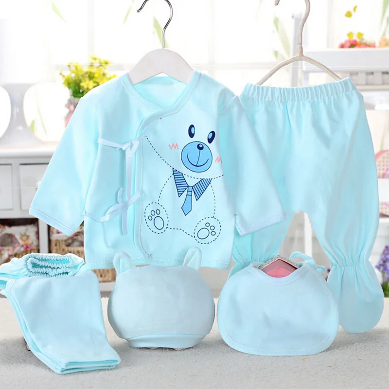 Newborn Infant Baby Suits Boys Girls Clothes Sets tops Pants bibs hats Girl Clothing set for baby girls outfit 5PCS/SET baby clothes mini set Baby Clothing Set