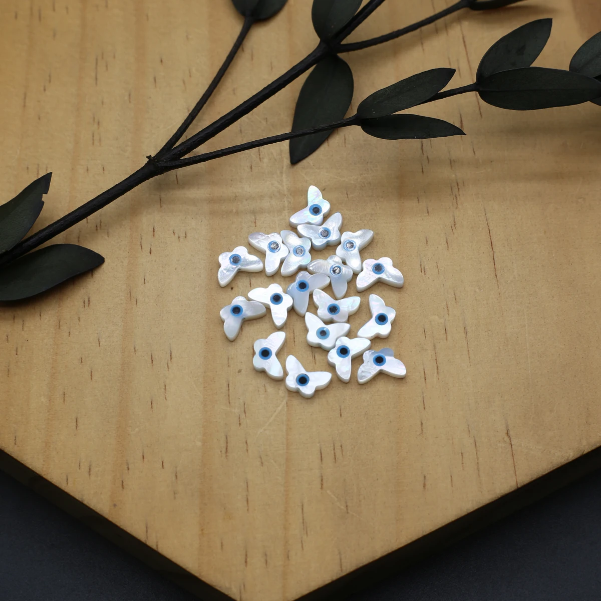 20Pcs Blue Demon Eyes Beads Natural Shell Evil Eye Butterfly Shape Beads Handmade Jewelry Making Bracelet Necklace Charms