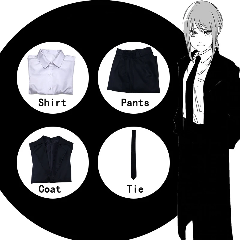 Anime Chainsaw Man Power Cosplay Costume Outfit + Cosplay Wig Cosplay  Jacket Pants Uniform Halloween Party Fancy Dress Up Set, Set Of 6 