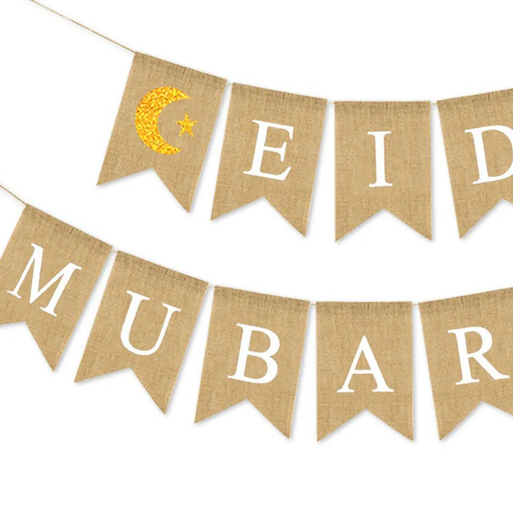 Striscione Nuovo Di Zecca 13 X18Cm 2 Pezzi Possono Essere Appesi Alle Pareti Crea Grandi Ricordi Crea Speciale Eid Mubarak Gunny