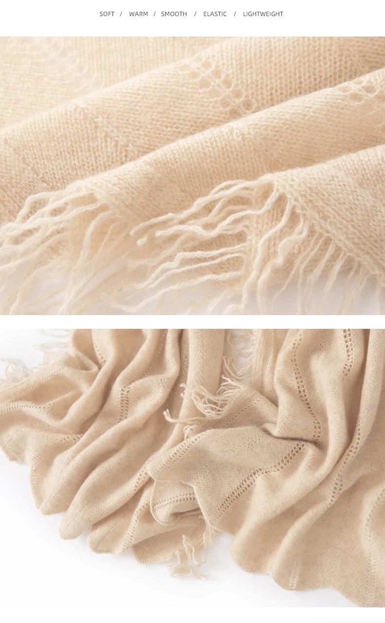 2025 herbst Winter Neue 100% Kaschmir frauen Schal Quaste Schal Dual-use-Lange Warme Einfarbig Hals Wärmer vielseitig Trendy – Detail 13