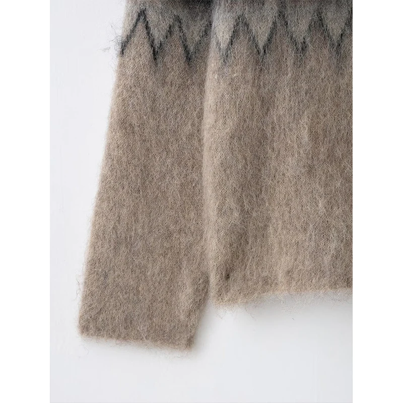 Women's Soft Knitted Pullover Women Fashion Long Sleeve Vintage Jacquard Sweater 2025 New Casual Loose Knitwear Tops ﻿ ﻿