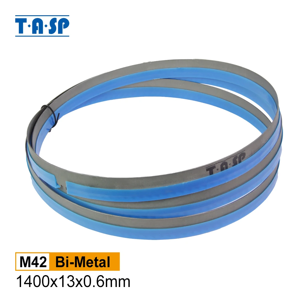 

TASP 1400mm M42 Bimetal Bandsaw Blade 1400x13x0.6mm 6TPI 14 TPI Woodworking & Metal Cutting Hardwork Band Saw Blade