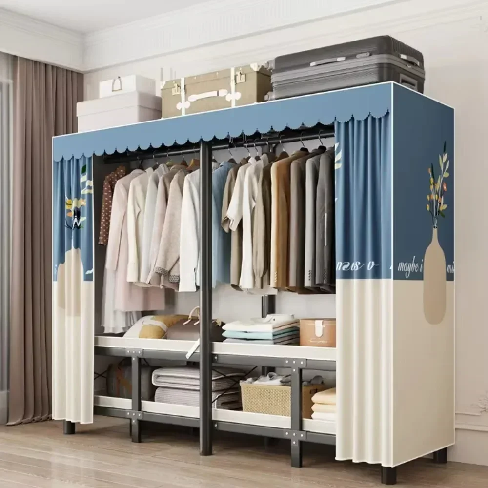 Folding Wardrobe Installation-Free Bedroom Durable Steel Frame with Curtains Storage Cabinet Dust Proof Foldable Clothing Hanger storage cabinet,cloth wardrobe,fabric wardrobe