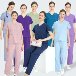 Quick-Dry 4-way Stretch Nursing Uniforms Medical Scrub Set Ultra Lite Doctor Nurse Outfit Pediatric Surgical Scrubs Uniform S11