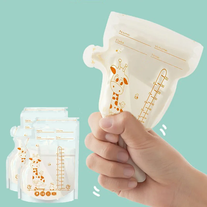 Breastmilk Storage Bag 250ml Self Standing 30/100pcs Baby Food Storage Containers No Leak Milk Freezer Bags Safe Feed BPA Free baby food storage containers,breastmilk storage bags