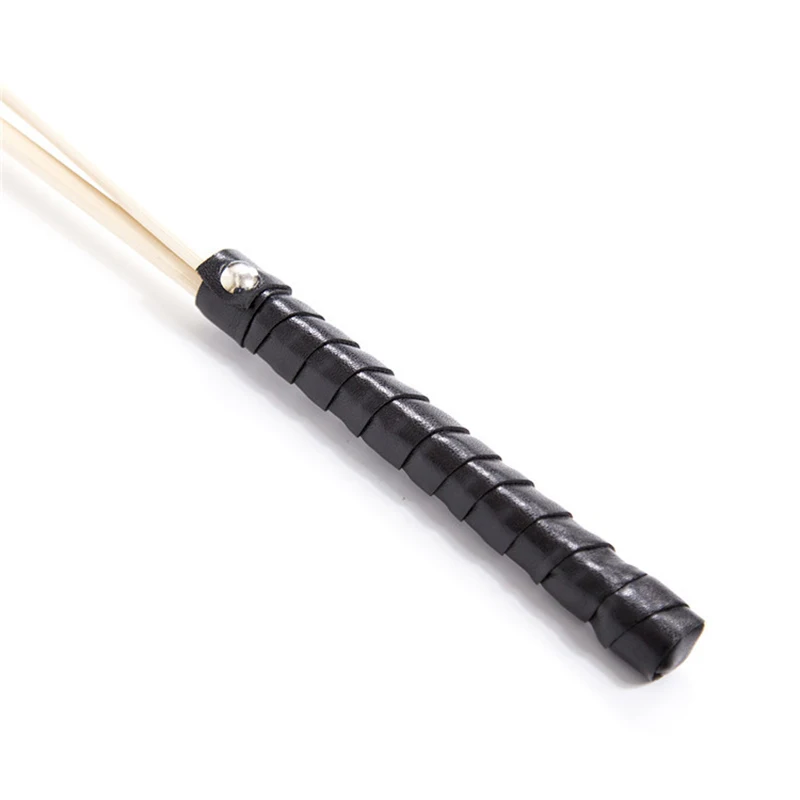 3 In 1 Natural Rattan 60CM Long Straight Whip Riding Crop Flogger Black Red PU Leather Handle Paddle Slapper Horse Training 3