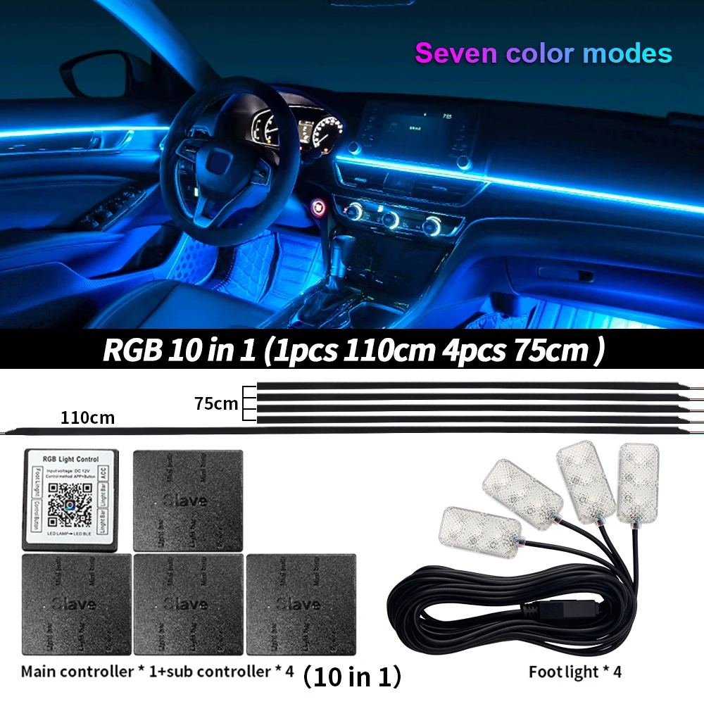 ตัวเลือกสินค้า แถบไฟ LED ปรับสีได้ 213 สี สำหรับตกแต่งภายในรถ