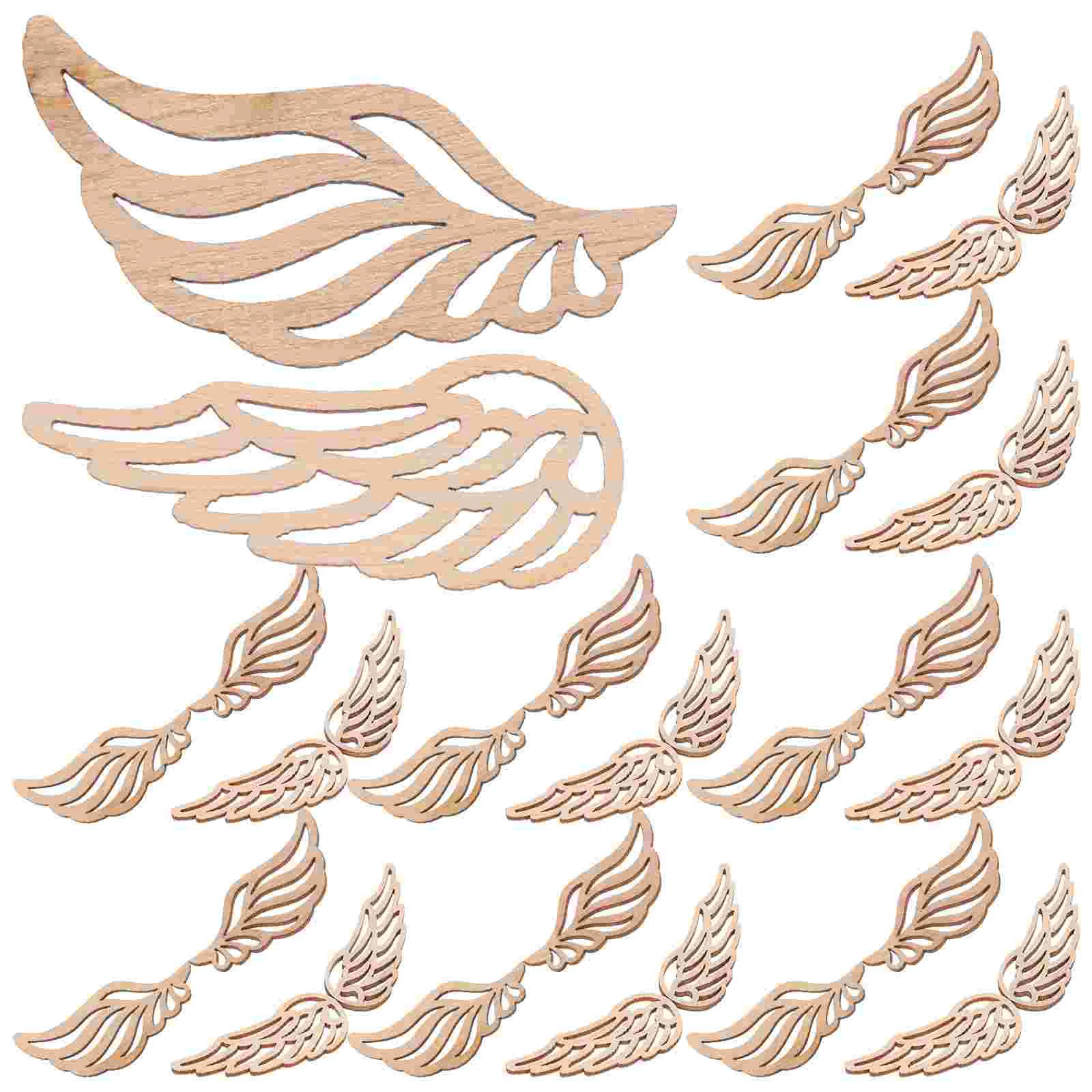 

100 Pcs Wooden Pieces Angel Wings Toddler Tablecloths Snowflakes for Crafts Chip