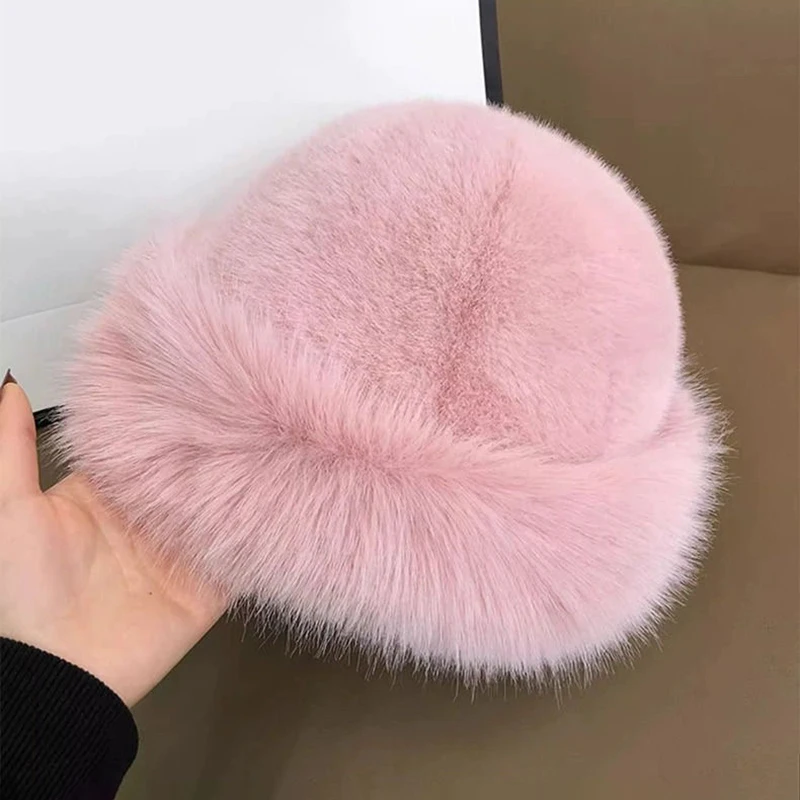Autumn And Winter Women's Fur Cap Fur Hat Mongolian Hat Brimless Plush Fluffy Skiing Riding Warm Caps winter hat fur hat