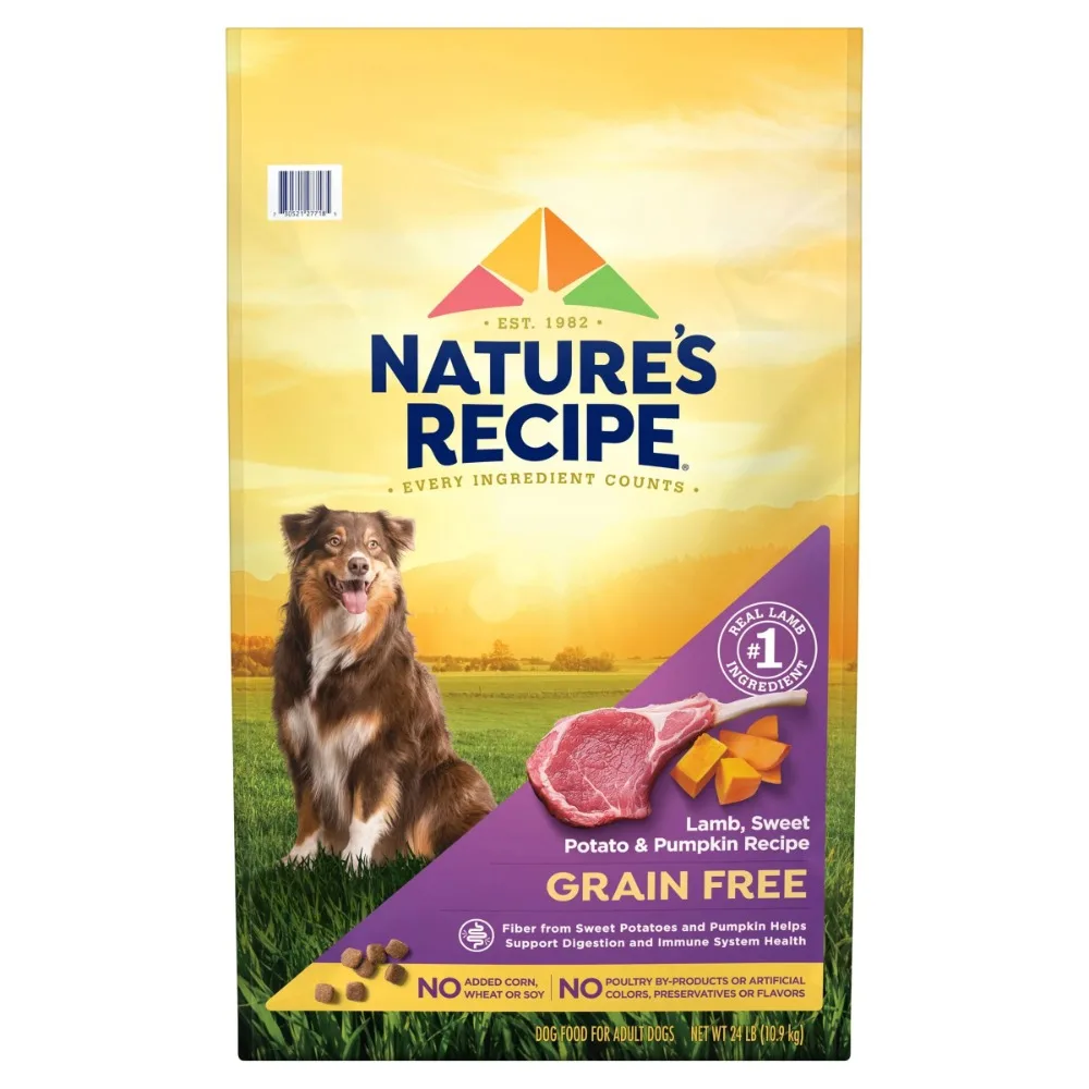 

Nature′s Recipe Dry Dog Food, Grain Free Lamb, Sweet Potato & Pumpkin Recipe, 24 lb. Bag