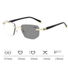 Rimless Cutting Edge Multifocal Photochromic Reading Glasses Color-changing Presbyopia Glasses Blocking Eye Protection Eyewear 6