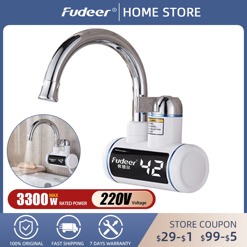 

Проточный водонагреватель Fudeer для кухни, ванной, 220 В, 3000 Вт, со светодиодный ным дисплеем