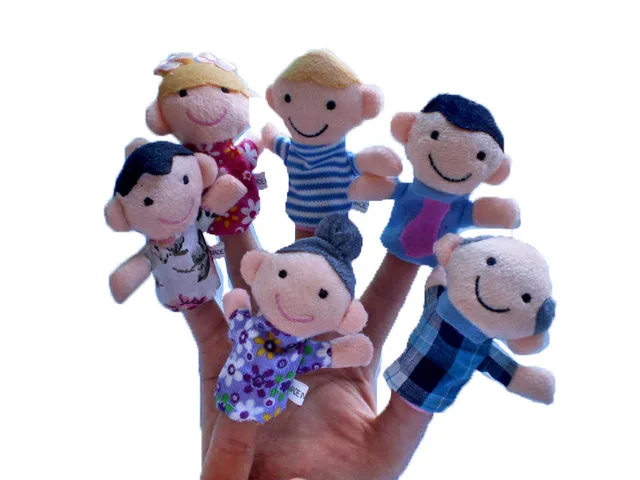 6-Piece Children's Soothing Toy Family Finger Doll Plush Toy 1