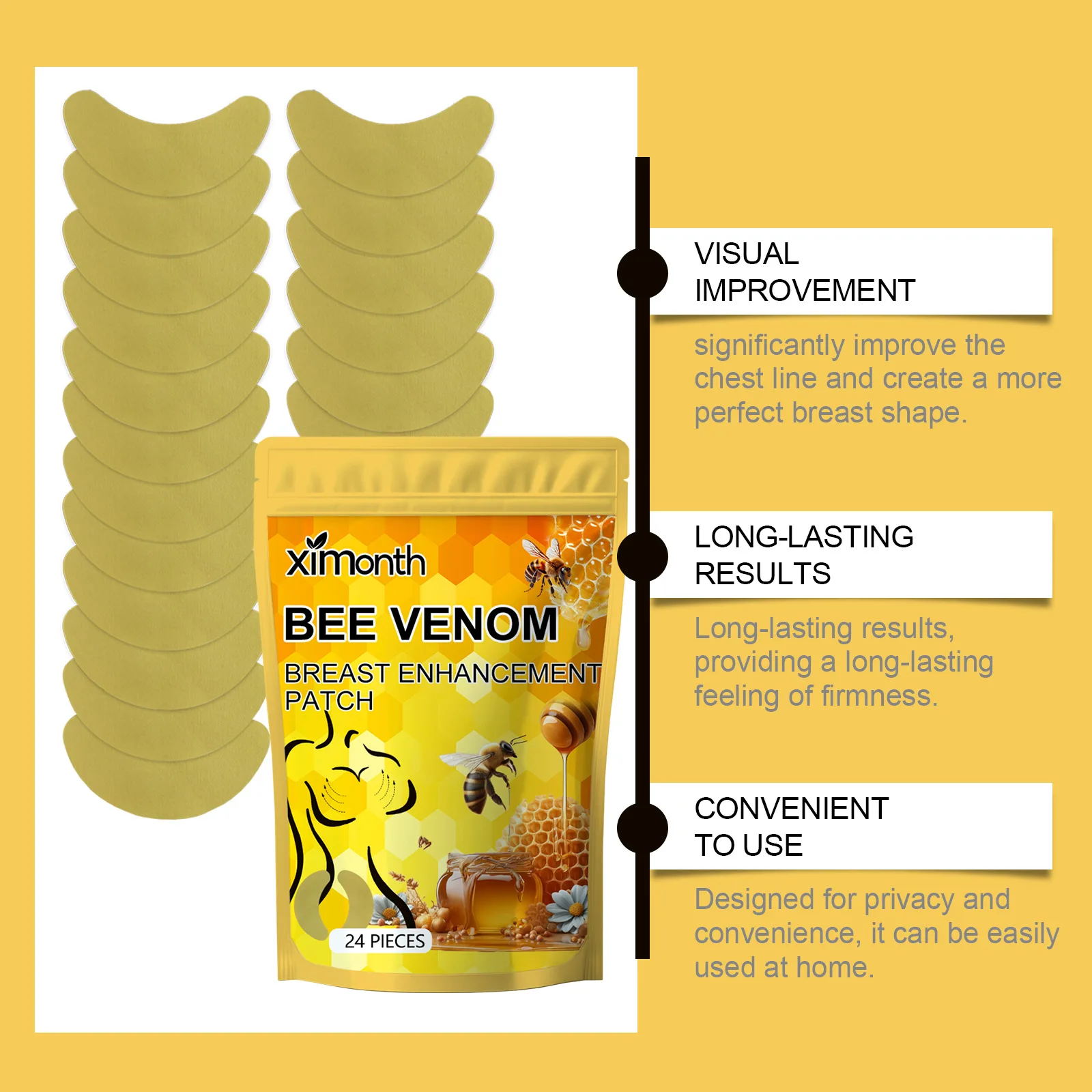 Bee Venom Breast Enlargement Cream Patch 24Pcs For Breast Fast Growth Chest